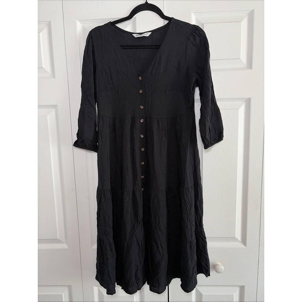Sonoma Goods For Life Tiered Midi Dress Womens PS Black Boho Size PS Gauzy